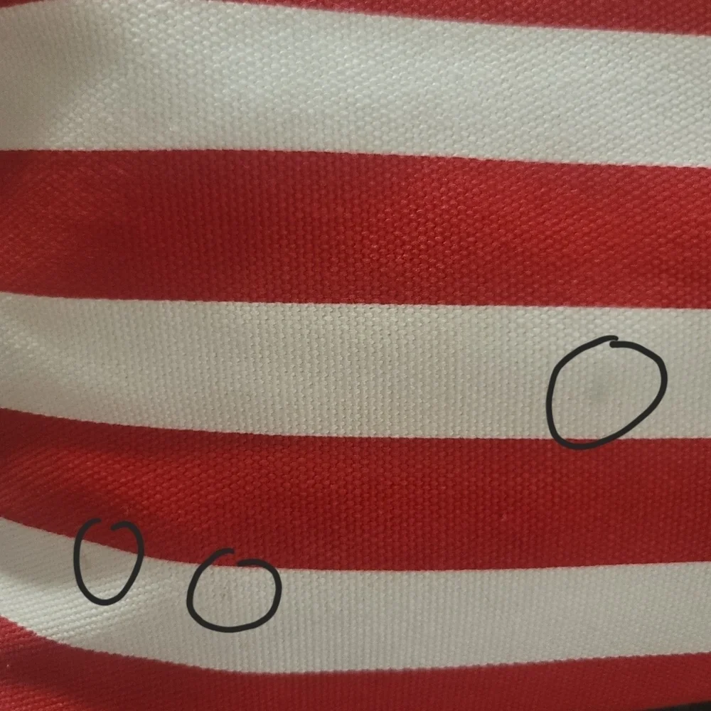 Michael Kors Canvas Red And White Striped Tote Bag, Pre-owned